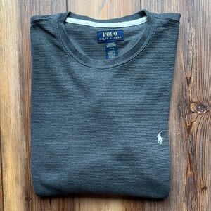 Polo Ralph Lauren Waffle Knit Thermal Shirt Men’s L Gray Long Sleeve Pony Logo